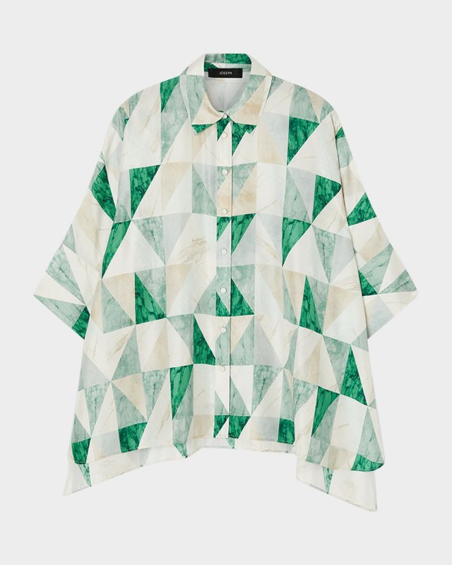 Arcole Marble-Print Habotai Silk Blous